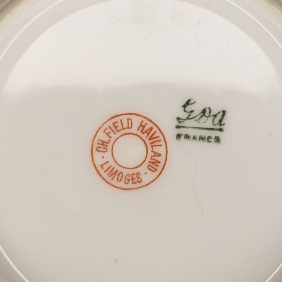 Antique Limoges gold Chintz porcelain cup saucer - Picture 8 of 9